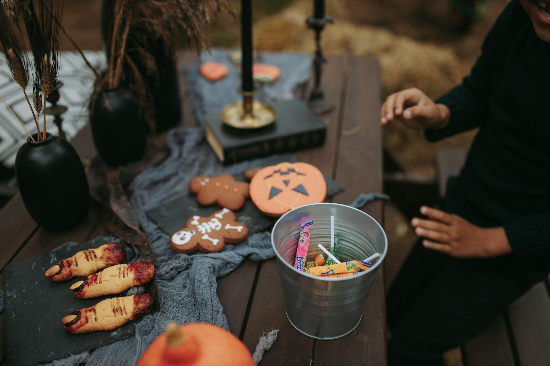 A table with Halloween cookies