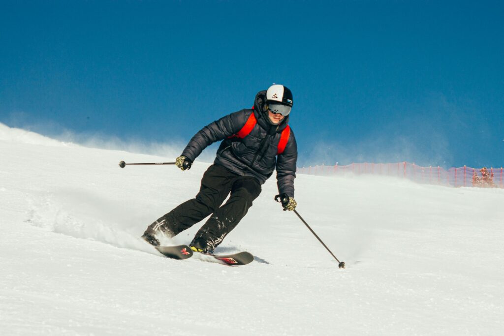 A person skiing on the slopes