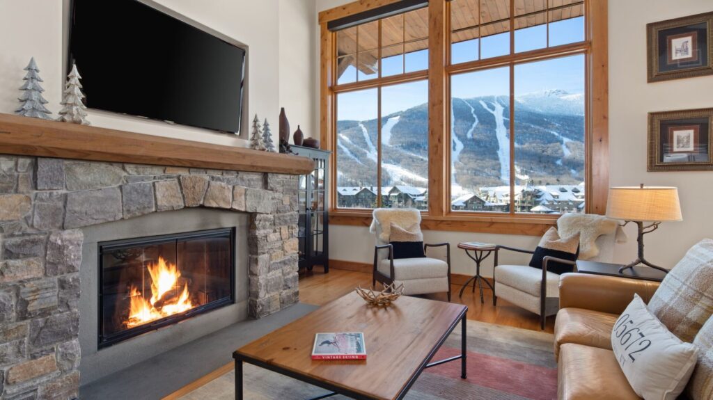A Stowe Mountain cabin living area view