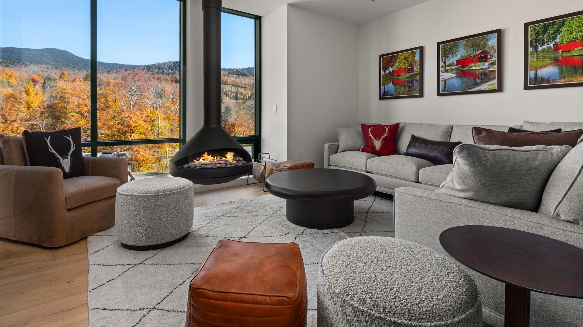 Living room in one of our Stowe, VT rentals