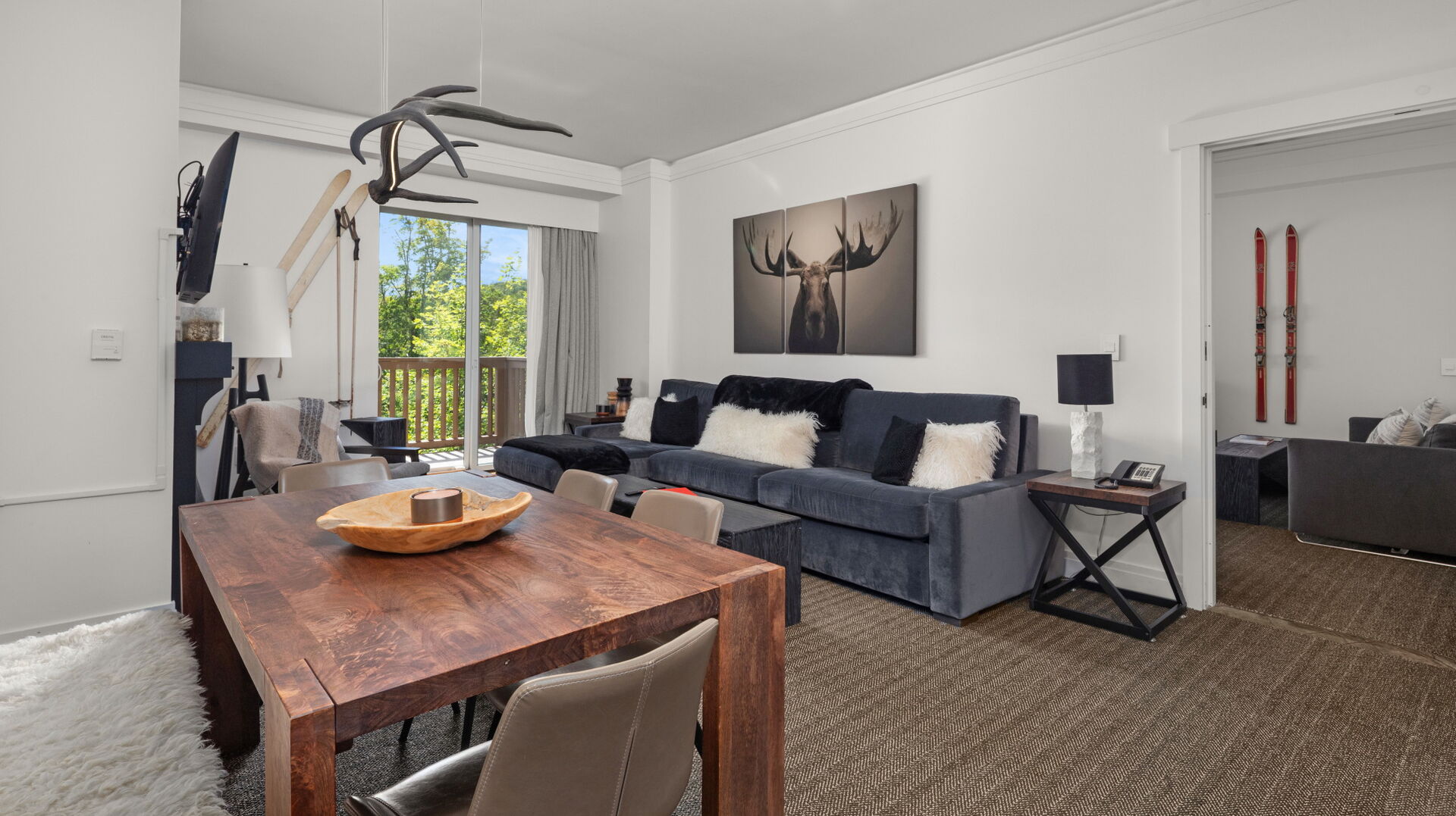 Living space in one of our Spruce Peak rentals