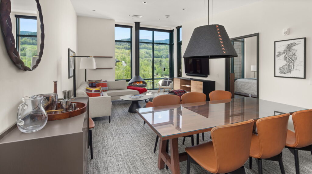 Living area in one of our Stowe Mountain rentals