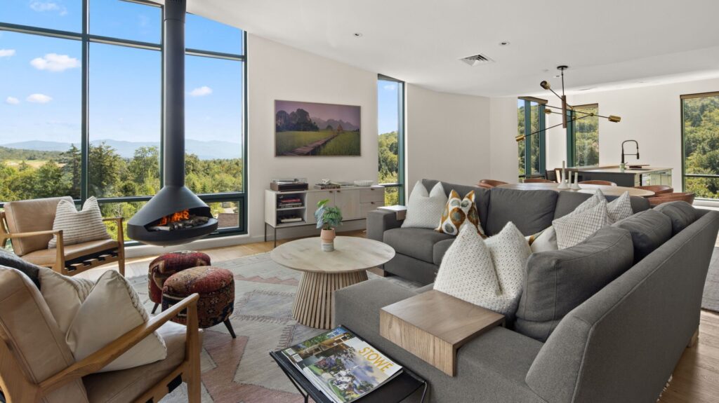 Living area in one of our Stowe vacation rentals